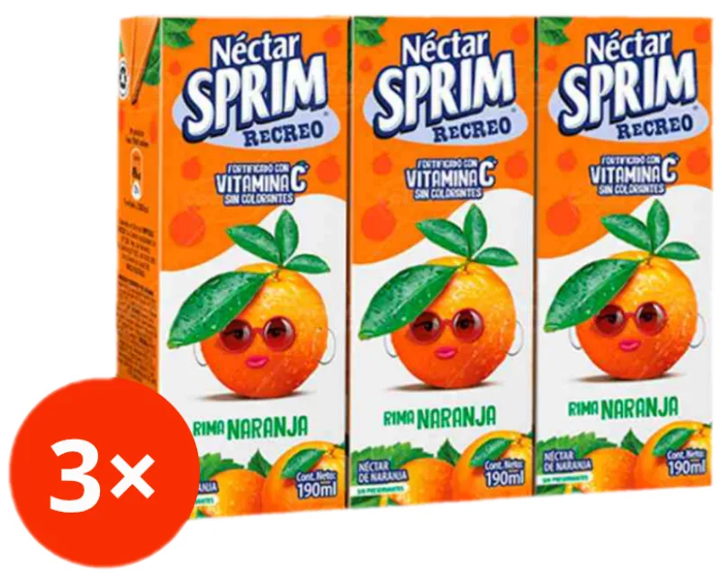 Bombillin Naranja 190ml Sprim Pack 3 unidades