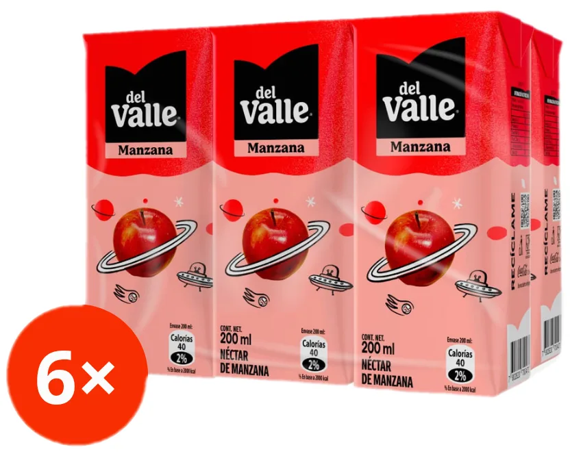 Bombillin Manzana 200ml Del Valle Pack 6 unidades