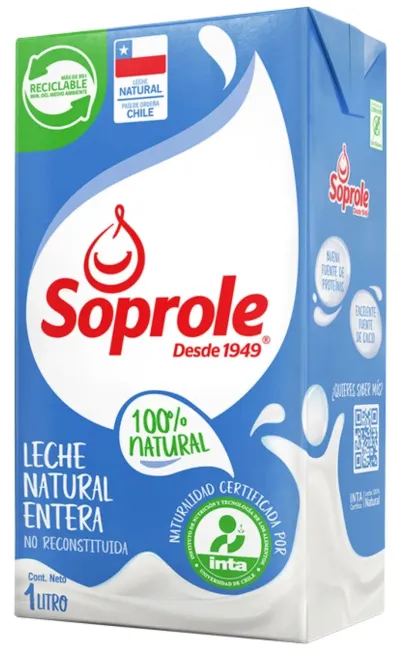 Leche Entera (Con Tapa) 1L Soprole