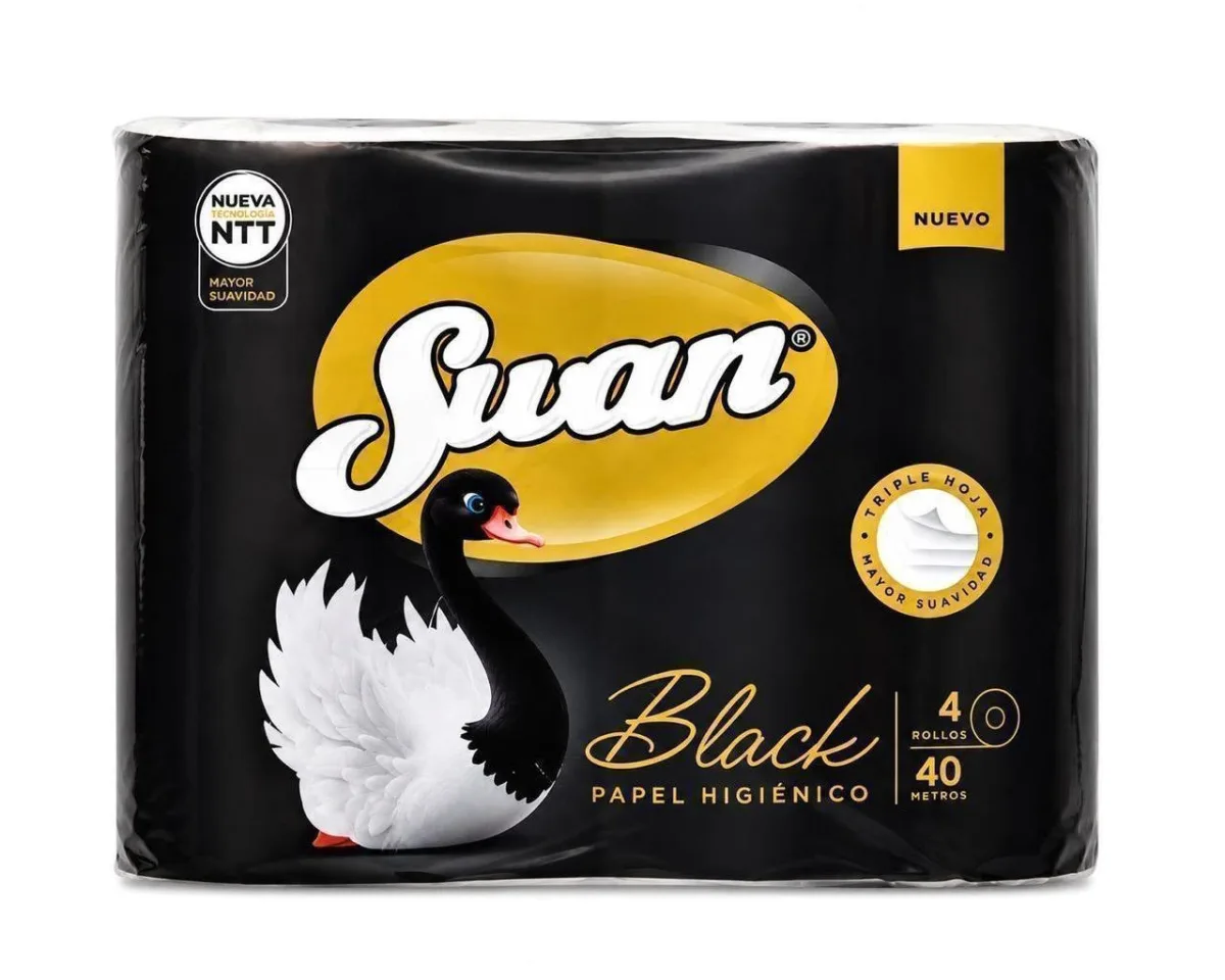 Papel Higiénico Black Triple Hoja 40mt 4 unidades Swan
