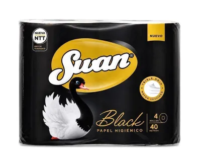Papel Higiénico Black Triple Hoja 40mt 4 unidades Swan