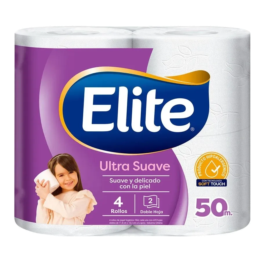 Papel Higiénico Doble Hoja Ultra 50mt 4 unidades Elite