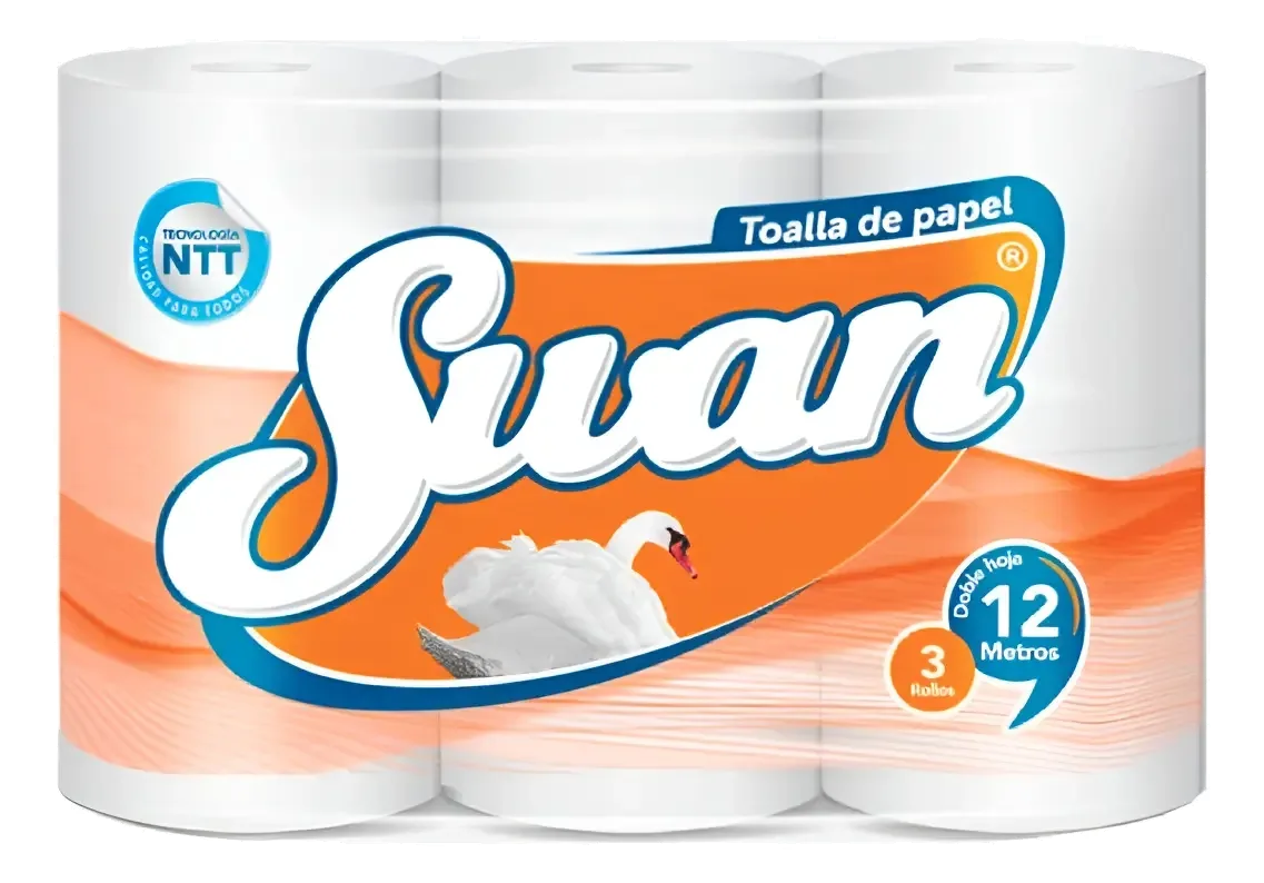 Toalla De Papel 3 Rollos 12mt Doble Hoja Swan