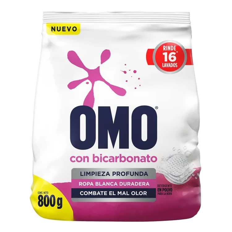 Detergente en Polvo con Bicarbonato 800g Omo