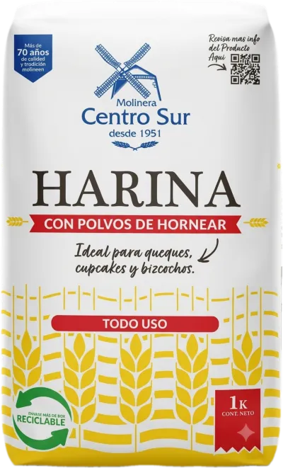 Harina Con Polvos de Hornear 1Kg Molinera Centro Sur