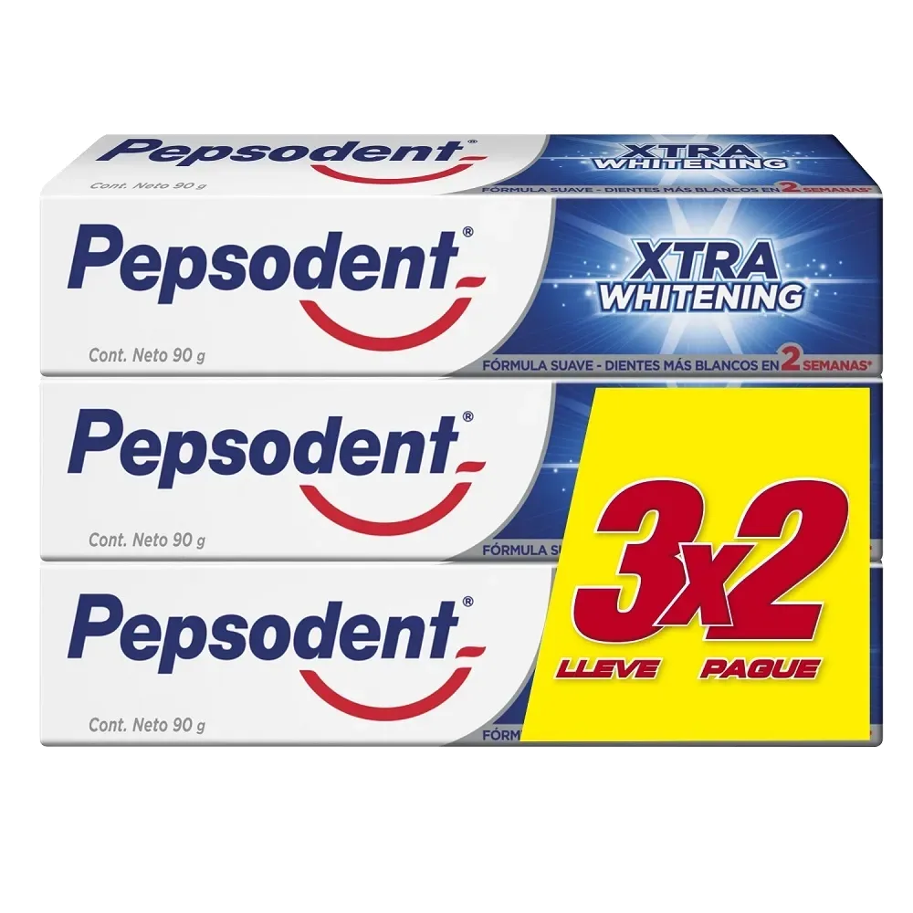 Pack Pasta dental extra whitening 3un de 90g Pepsodent