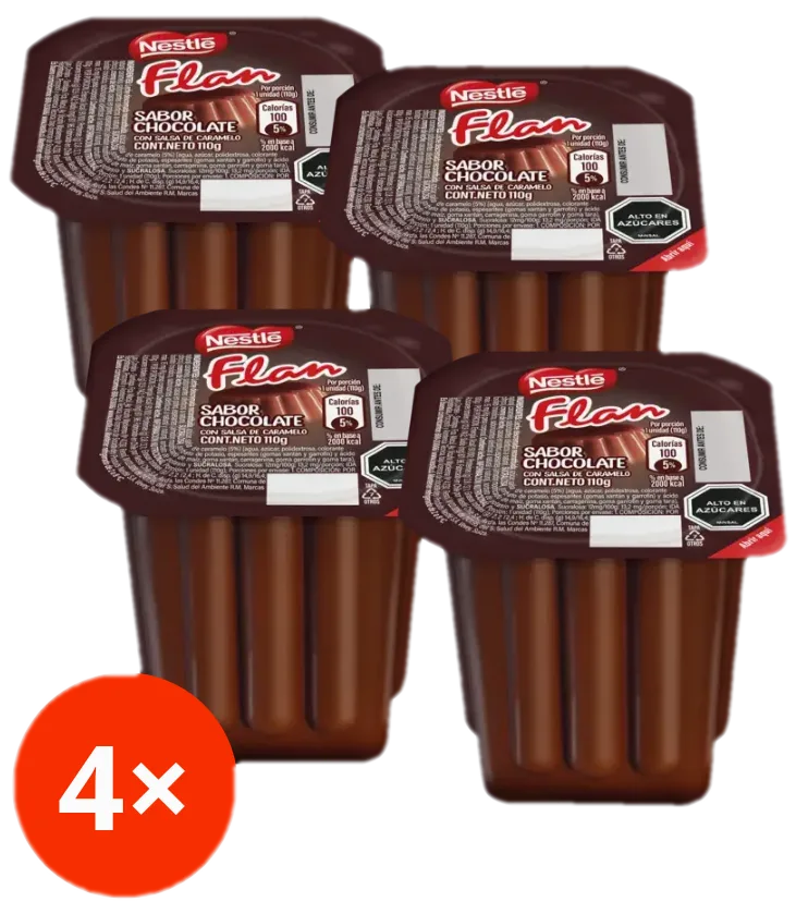 Flan Sabor Chocolate Nestlé Pack 4 unidades